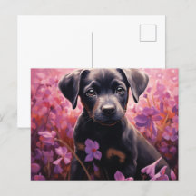 Postale Chien Epanoui in de bloemen