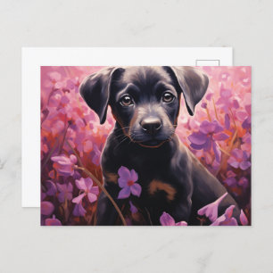 Postale Chien Epanoui in de bloemen Briefkaart