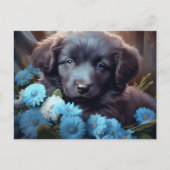 Postale Chien Fleur Bleu Briefkaart (Voorkant)