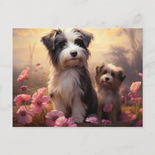 Postale Chien Fleurissant Briefkaart (Voorkant)
