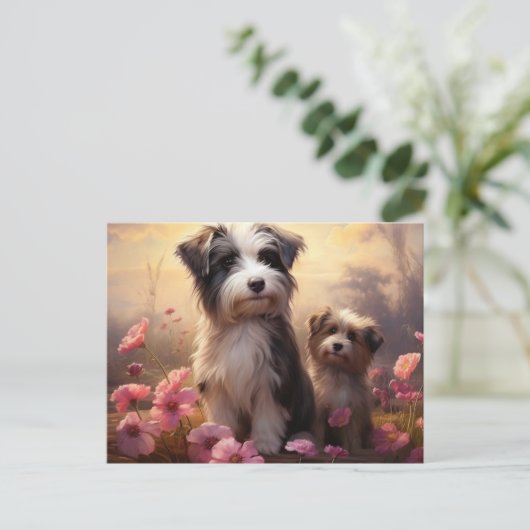 Postale Chien Fleurissant Briefkaart (Staand voorkant)