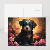 Postale Chien Parfumkaart met bloemen Briefkaart (Voorkant / Achterkant)