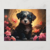 Postale Chien Parfumkaart met bloemen Briefkaart (Voorkant)