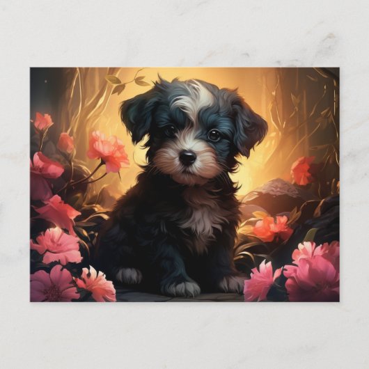 Postale Chien Parfumkaart met bloemen Briefkaart (Voorkant)