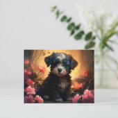 Postale Chien Parfumkaart met bloemen Briefkaart (Staand voorkant)