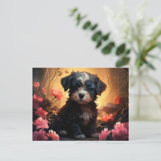 Postale Chien Parfumkaart met bloemen Briefkaart (Staand voorkant)