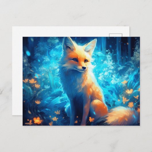 Postale fox-blauwe kaart (Voorkant / Achterkant)