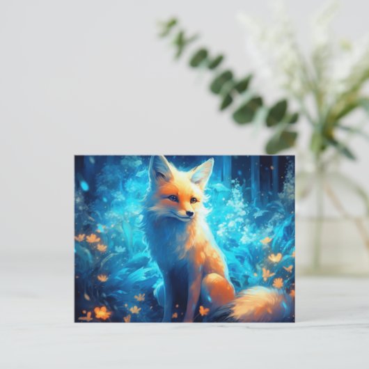 Postale fox-blauwe kaart (Staand voorkant)