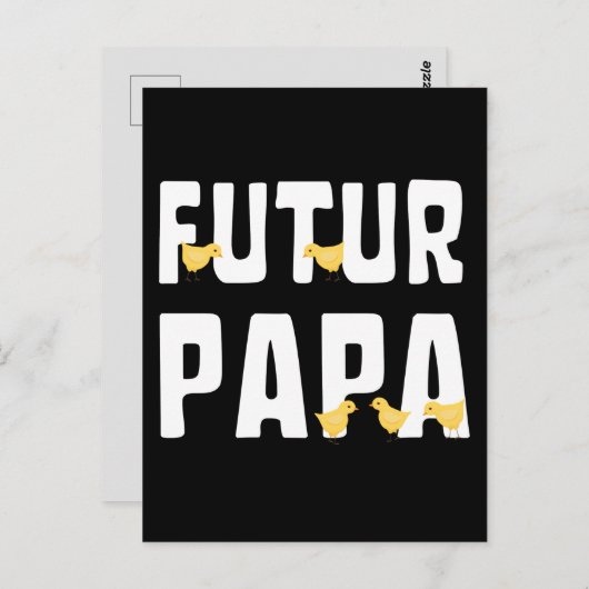 Postale FUTUR PAPA met de kuikens Briefkaart (Voorkant / Achterkant)