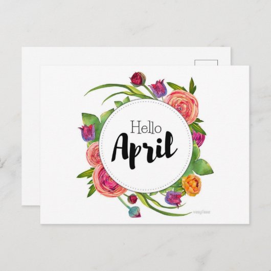 Postale Hello April-kaart Briefkaart (Voorkant / Achterkant)