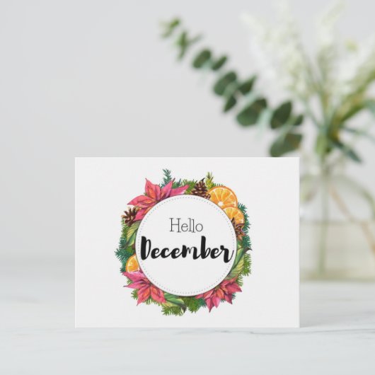 Postale Hello December Briefkaart (Staand voorkant)