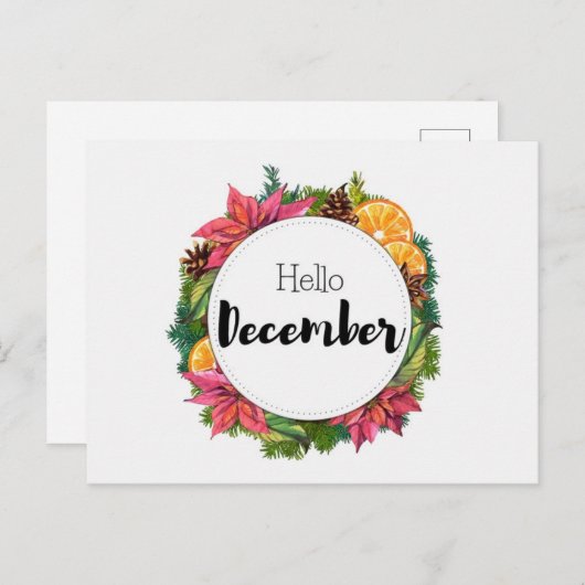 Postale Hello December Briefkaart (Voorkant / Achterkant)