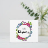 Postale Hello February Briefkaart (Staand voorkant)