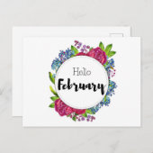 Postale Hello February Briefkaart (Voorkant / Achterkant)