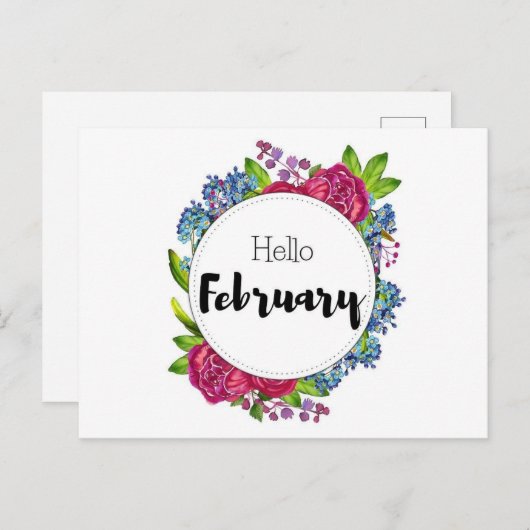 Postale Hello February Briefkaart (Voorkant / Achterkant)