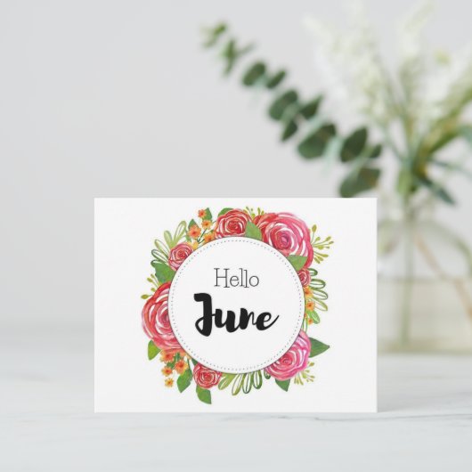 Postale Hello June-kaart Briefkaart (Staand voorkant)