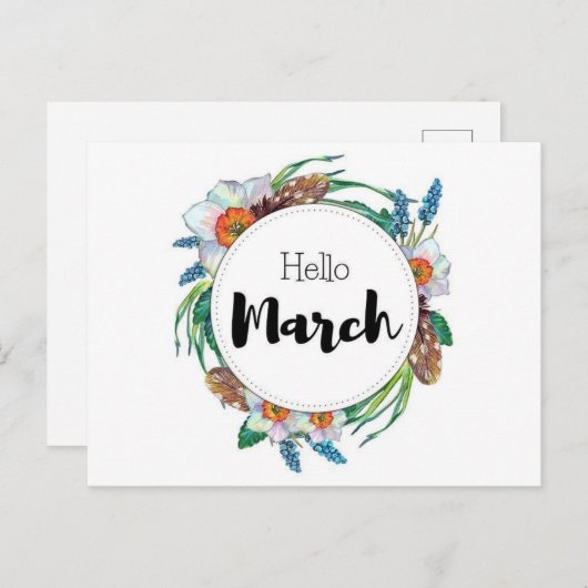 Postale Hello March Briefkaart (Voorkant / Achterkant)