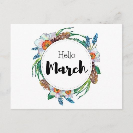 Postale Hello March Briefkaart (Voorkant)