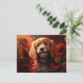 Postale hond Fleur kaarten (Staand voorkant)