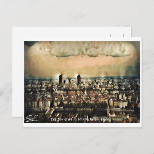 Postale kaart De torens van Part-Dieu-Lyon (Voorkant / Achterkant)