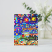 Postale kaart Een wereld van vreemde personages (Staand voorkant)