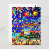 Postale kaart Een wereld van vreemde personages (Voorkant / Achterkant)