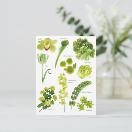 Postale kaart Groene bloemen (Staand voorkant)