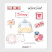 Postale Liefde Pen Vriend Vinyl Stickers (Vel)