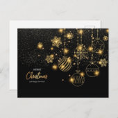Postale Merry Christmas Black, gouden sterren Briefkaart (Voorkant / Achterkant)