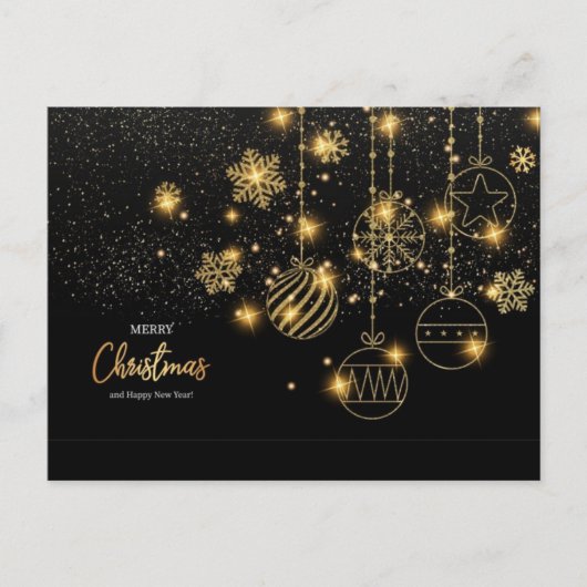 Postale Merry Christmas Black, gouden sterren Briefkaart (Voorkant)