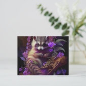 Postale Raccoon Mauve Briefkaart (Staand voorkant)
