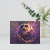 Postale Raccoon Mauve Briefkaart (Staand voorkant)