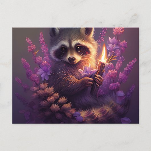 Postale Raccoon Mauve Briefkaart (Voorkant)