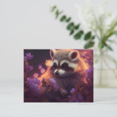 Postale Raccoon Mauve Briefkaart (Staand voorkant)