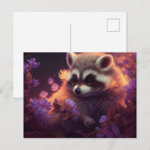 Postale Raccoon Mauve