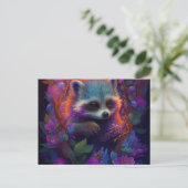 Postale Raccoon Mauve Briefkaart (Staand voorkant)