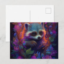 Postale Raccoon Mauve