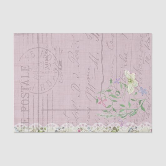 Postale Script Bloemen en Vlinder Tissuepapier (Voorkant)