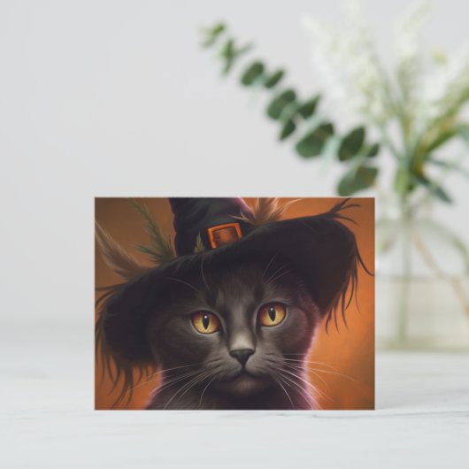 Postales Cat Halloween Briefkaart (Staand voorkant)