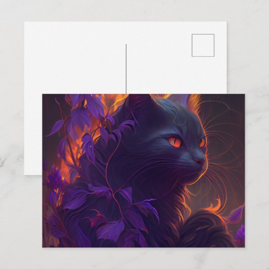 Postales Chat Mauve Briefkaart (Voorkant / Achterkant)
