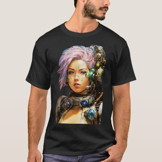 Postapocalyptische cyborg t-shirt (Voorkant)
