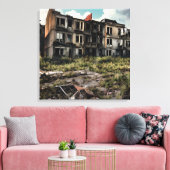 Postapocalyptische vernietiging | Verlaten gebouwe Canvas Afdruk (Insitu (Woonkamer))