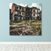 Postapocalyptische vernietiging | Verlaten gebouwe Canvas Afdruk (Insitu (Houten vloer))