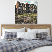 Postapocalyptische vernietiging | Verlaten gebouwe Canvas Afdruk (Insitu (Slaapkamer))