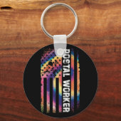 Postarbeider Amerikaanse vlag Tie Dye Mail Carrier Sleutelhanger (Voorkant)
