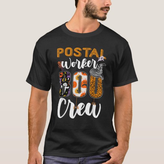 Postarbeider Boo Crew Funny Halloween Technicus T-shirt (Voorkant)