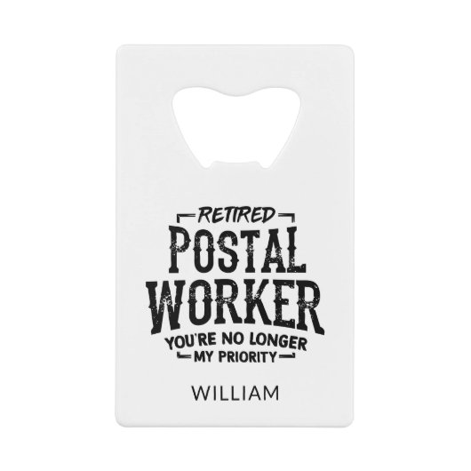 Postarbeider in ruste niet meer prioritair creditkaart flessenopener (Voorkant)