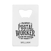 Postarbeider in ruste niet meer prioritair creditkaart flessenopener (Achterkant)