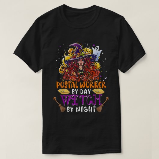 Postarbeider per dag getuige bij nacht grappige he t-shirt (Design voorkant)