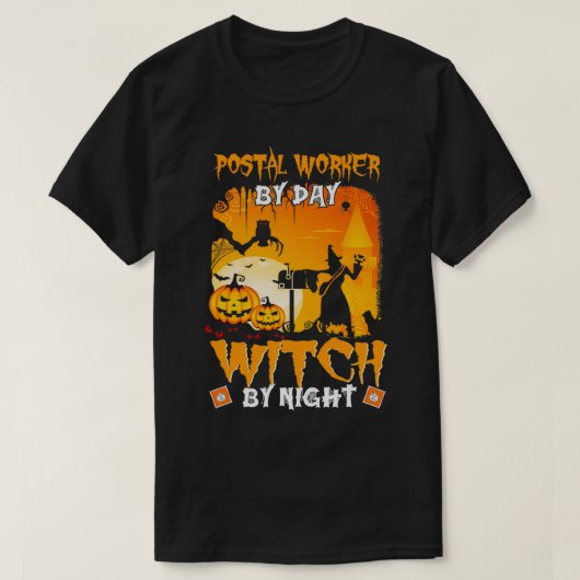 Postarbeider per dag heks van nacht Funny Himwee T-shirt (Design voorkant)